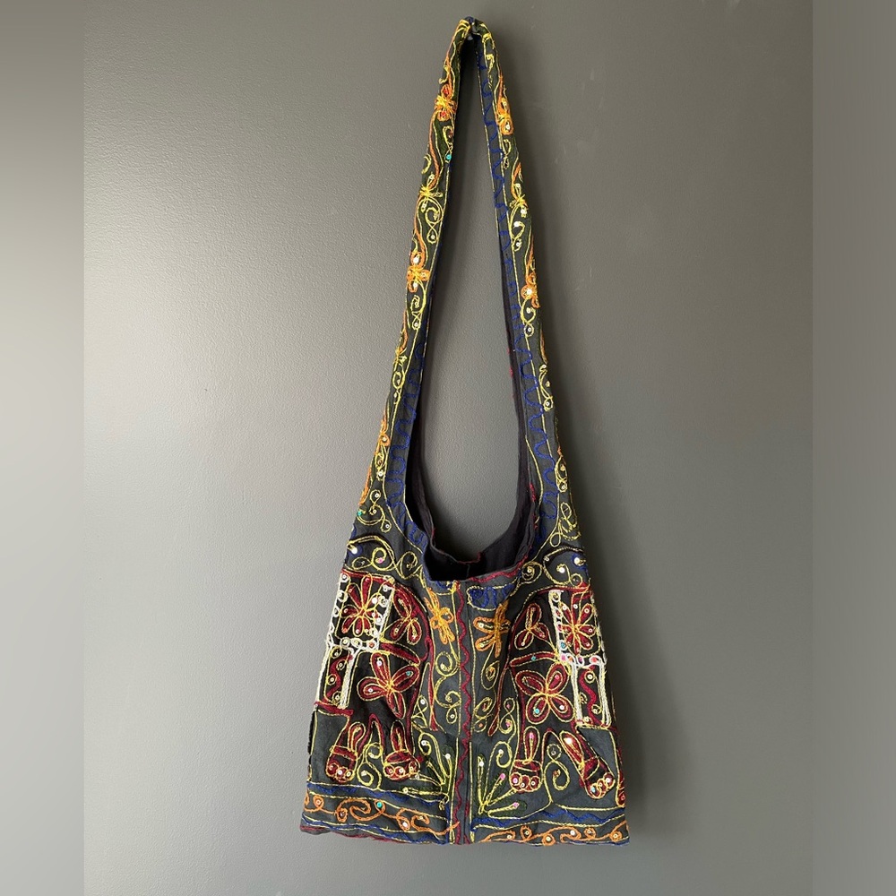 Boho bag. Sling bag. Side bag. Crossbody bag.  Embroidery.